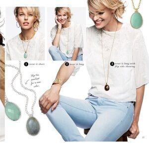 Stella & Dot Reversible Sanibel Necklace with Teal/Dark Green and Silver Finish